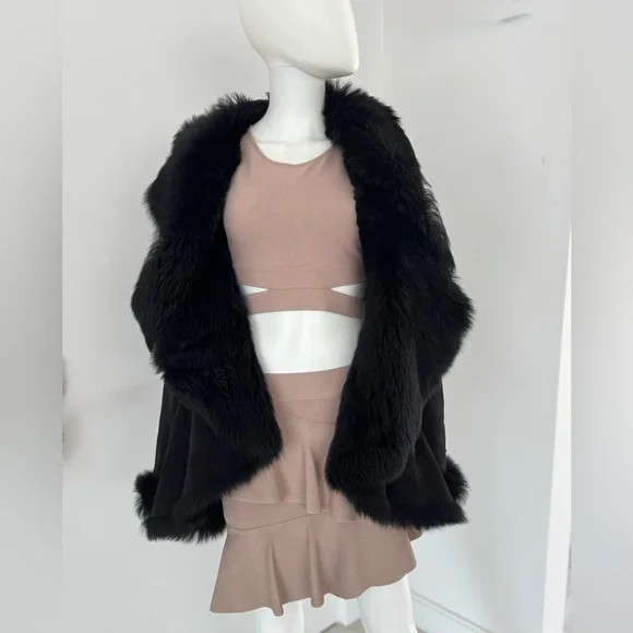 HSO Collection Black dyed Shearling Lamb Fur Jacket Size 6 - Picture 7 of 17